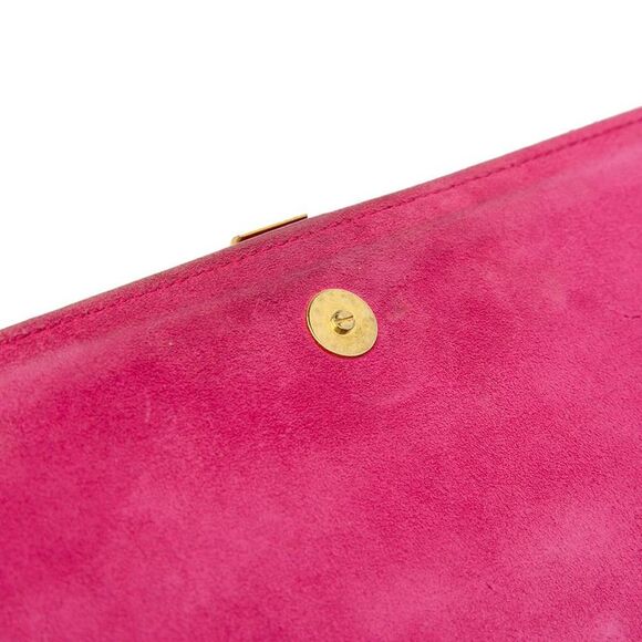 Pre Loved saint laurent Leather Clutch YSL Logo Women Pink Clutches - Picture 6 of 8
